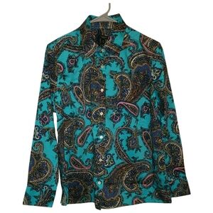 NWOT Women's Talbots Paisley Turquoise Shirt 1XP